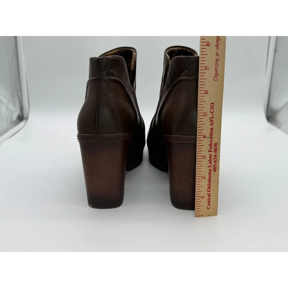 Korks Brown Platform Ankle Boots Chunky Block Heel Womens 9.5M - Picture 6 of 8